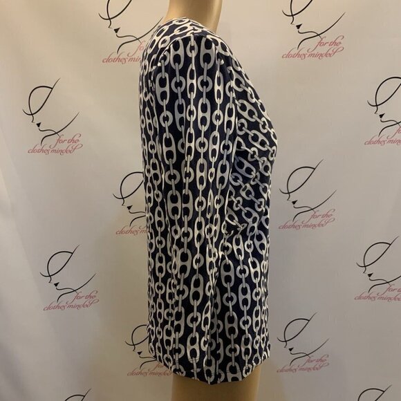 JONES NEW YORK. Sz Large. Draped Cotton Pullover. 3/4 Sleeve. Stretch. B72. - Picture 3 of 5